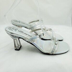VTG Y2K Clear/Holographic Silver Lucite Slip-On Sandals No Boundaries 8.5